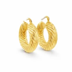 Aretes Aros Torcidos en Oro Amarillo 14K